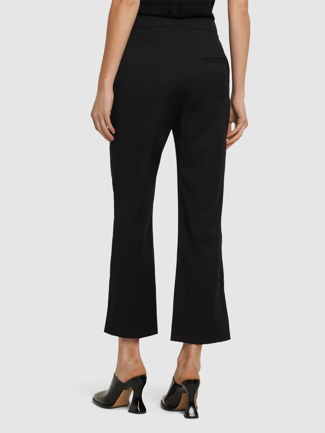 Shop Loulou Studio Dorkas High Rise Cropped Wool Pants In Black