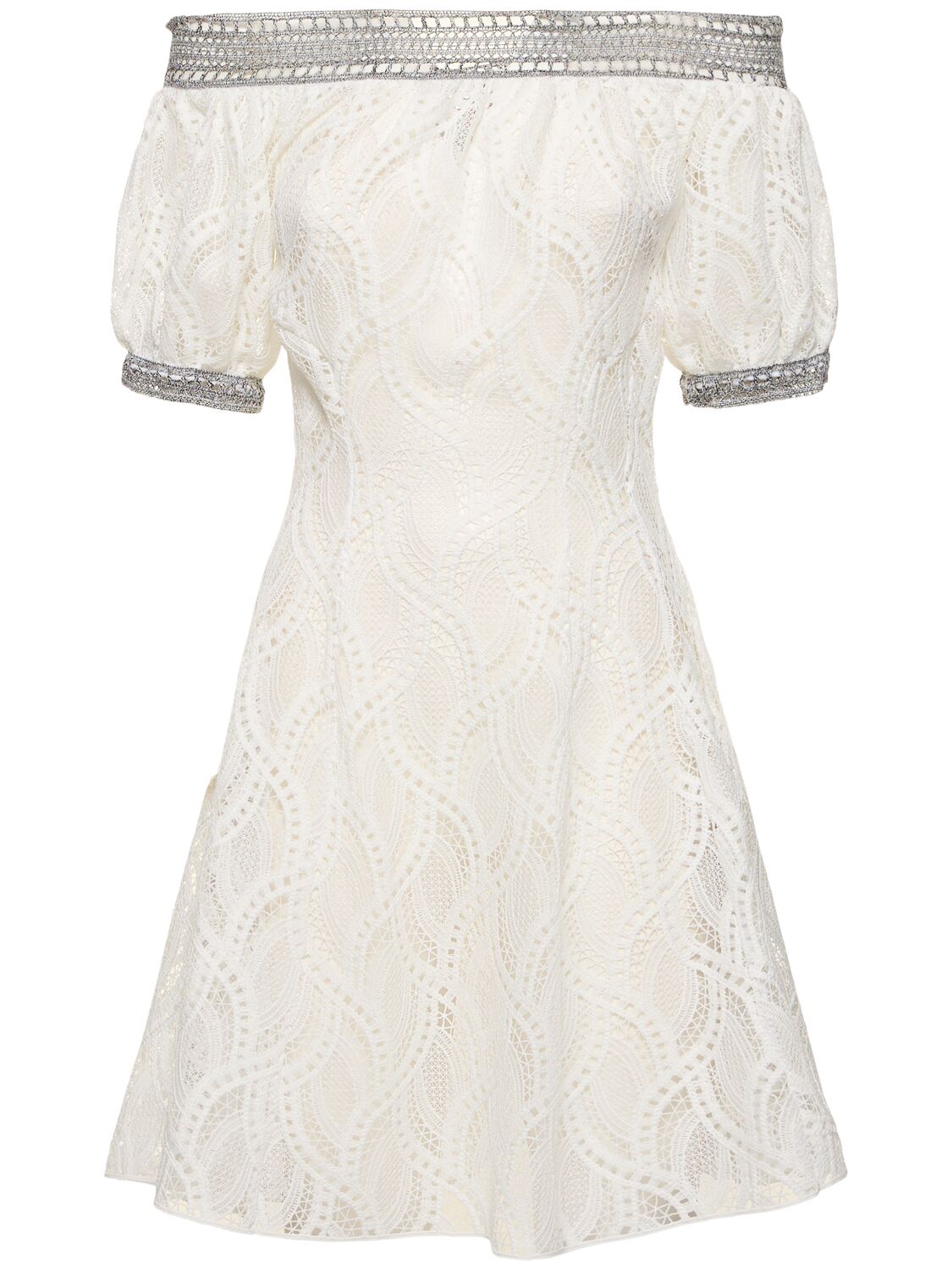 Ermanno Scervino Crochet Off-the-shoulder Mini Dress In White