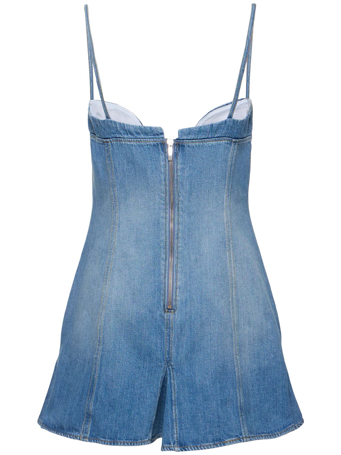 Shop Nensi Dojaka Fitted Denim Mini Dress In Blue