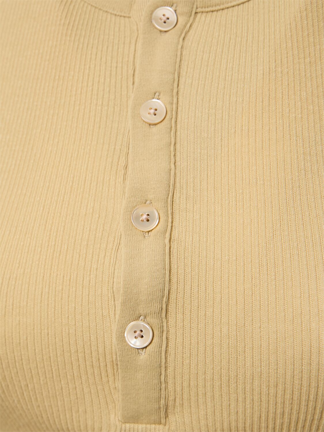 Shop Auralee Buttoned Cotton T-shirt In Khaki
