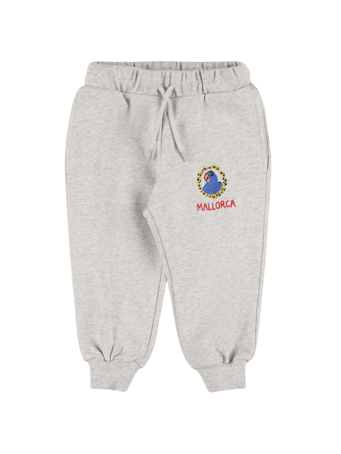 Mini Rodini Kids' Embroidered Organic Cotton Sweatpants In Grey