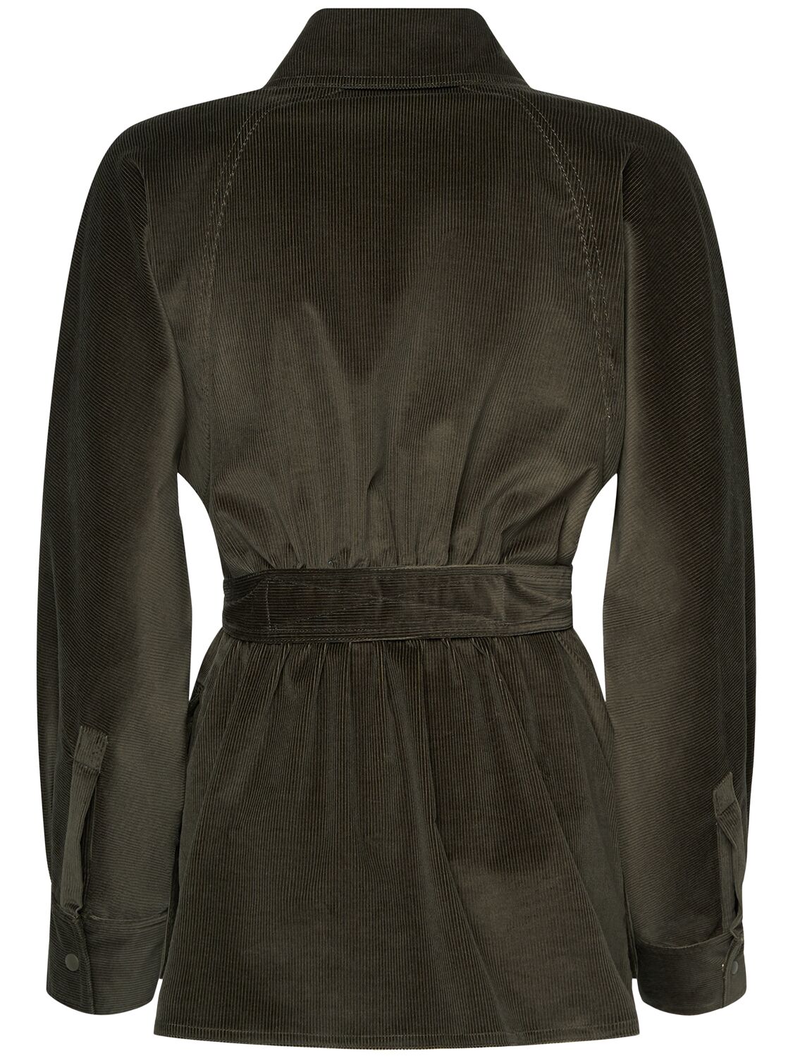 Shop Max Mara Mattia Velvet Shirt Jacket In Dark Khaki