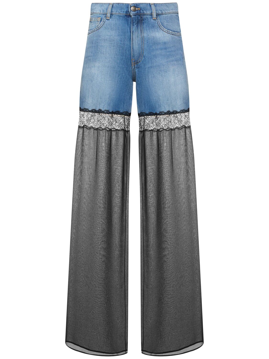 Nensi Dojaka Hybrid Denim & Nylon Jeans In Blue,black