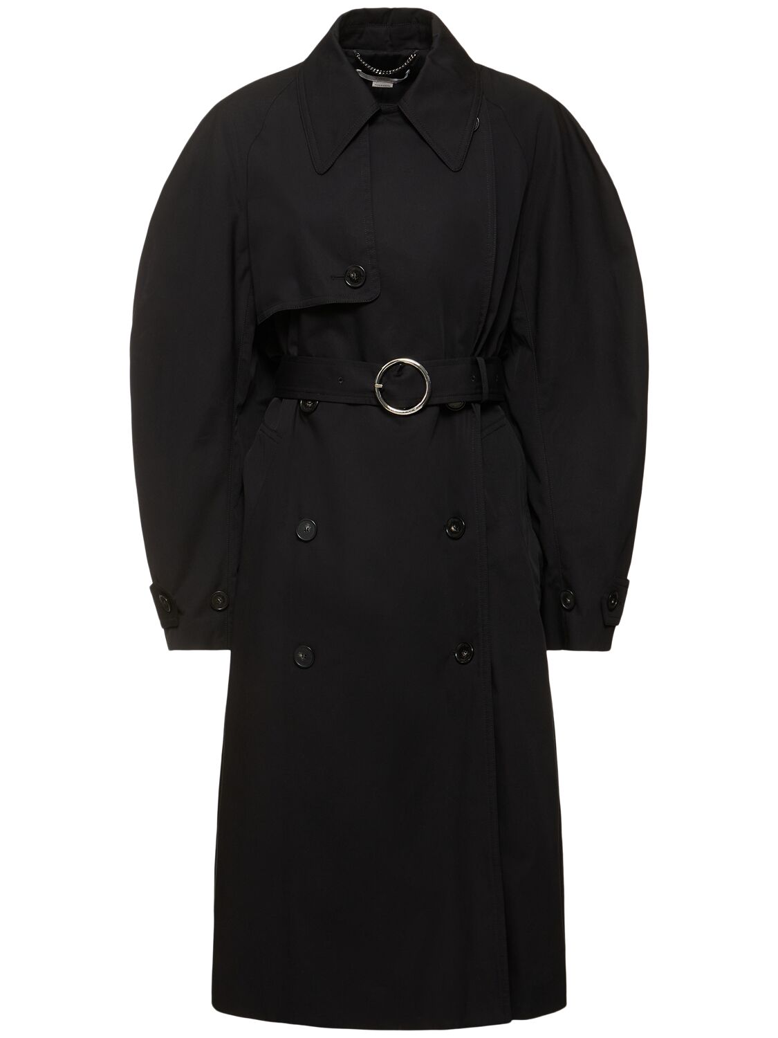Stella Mccartney Cotton Gabardine Belted Trench Coat In Black