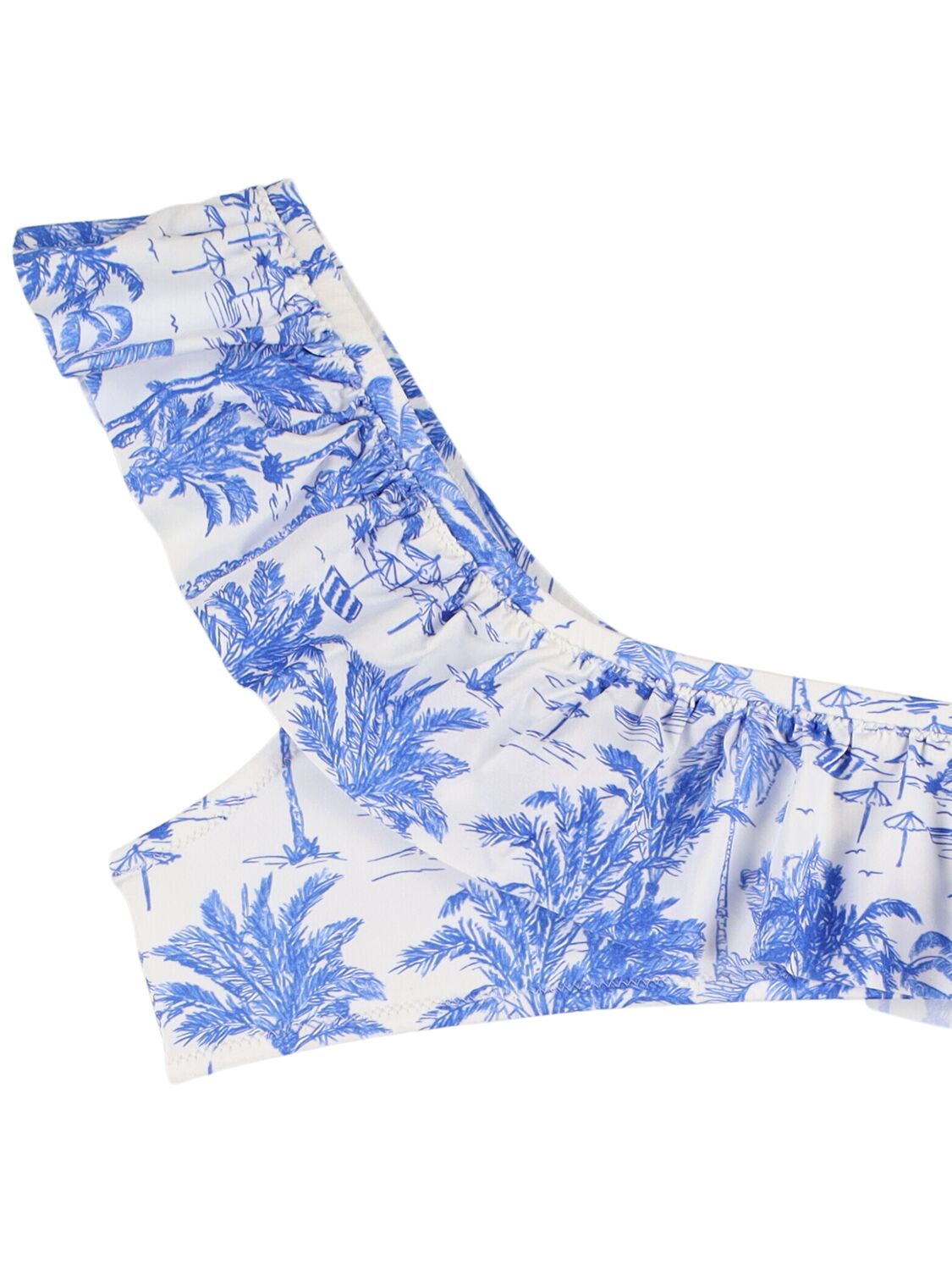 Shop Mc2 Saint Barth Palm Printed Bikini In White/blue