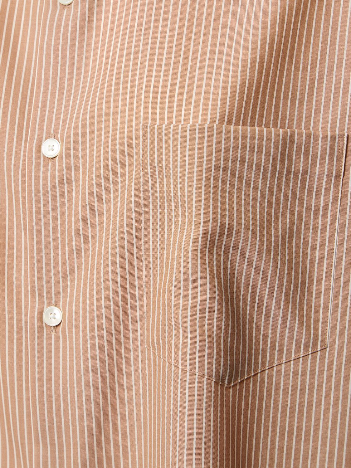 Shop Auralee Super Fine Wool Striped Shirt In Beige