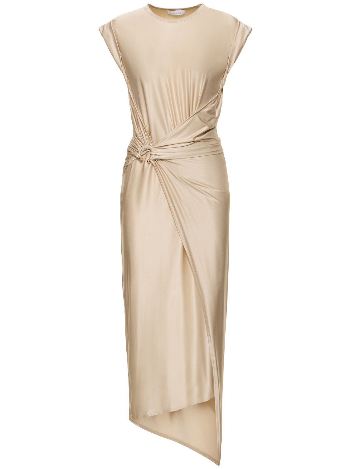 Rabanne Viscose Jersey Midi Dress In Beige