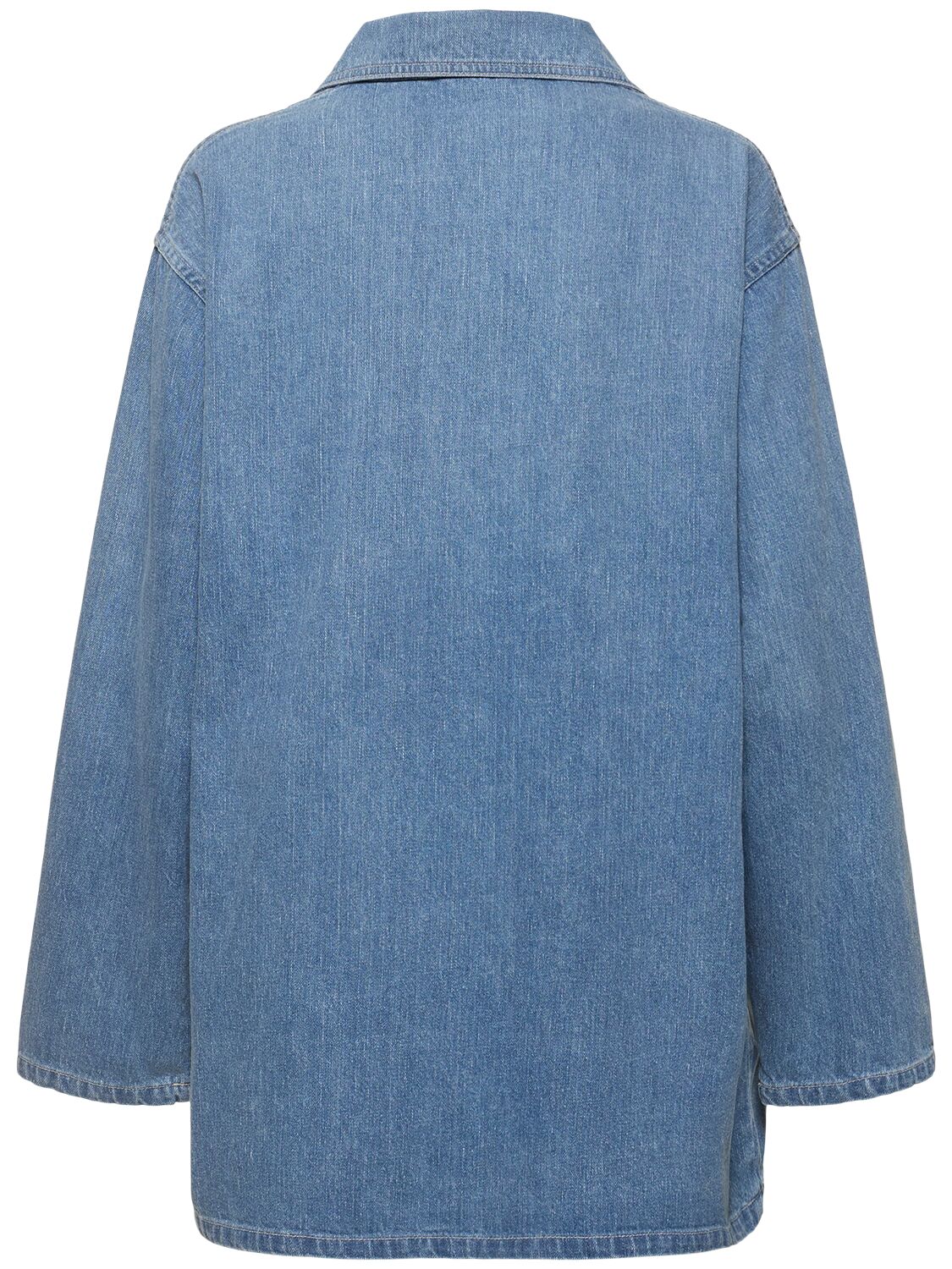 Shop Auralee Selvedge Cotton Denim Polo Shirt In Blue
