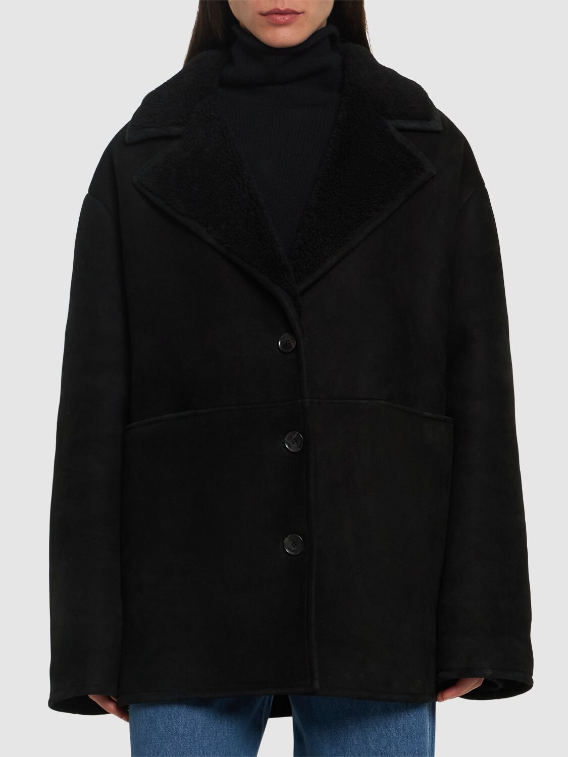 LOULOU STUDIO CIREBO SUEDE SHEARLING COAT 