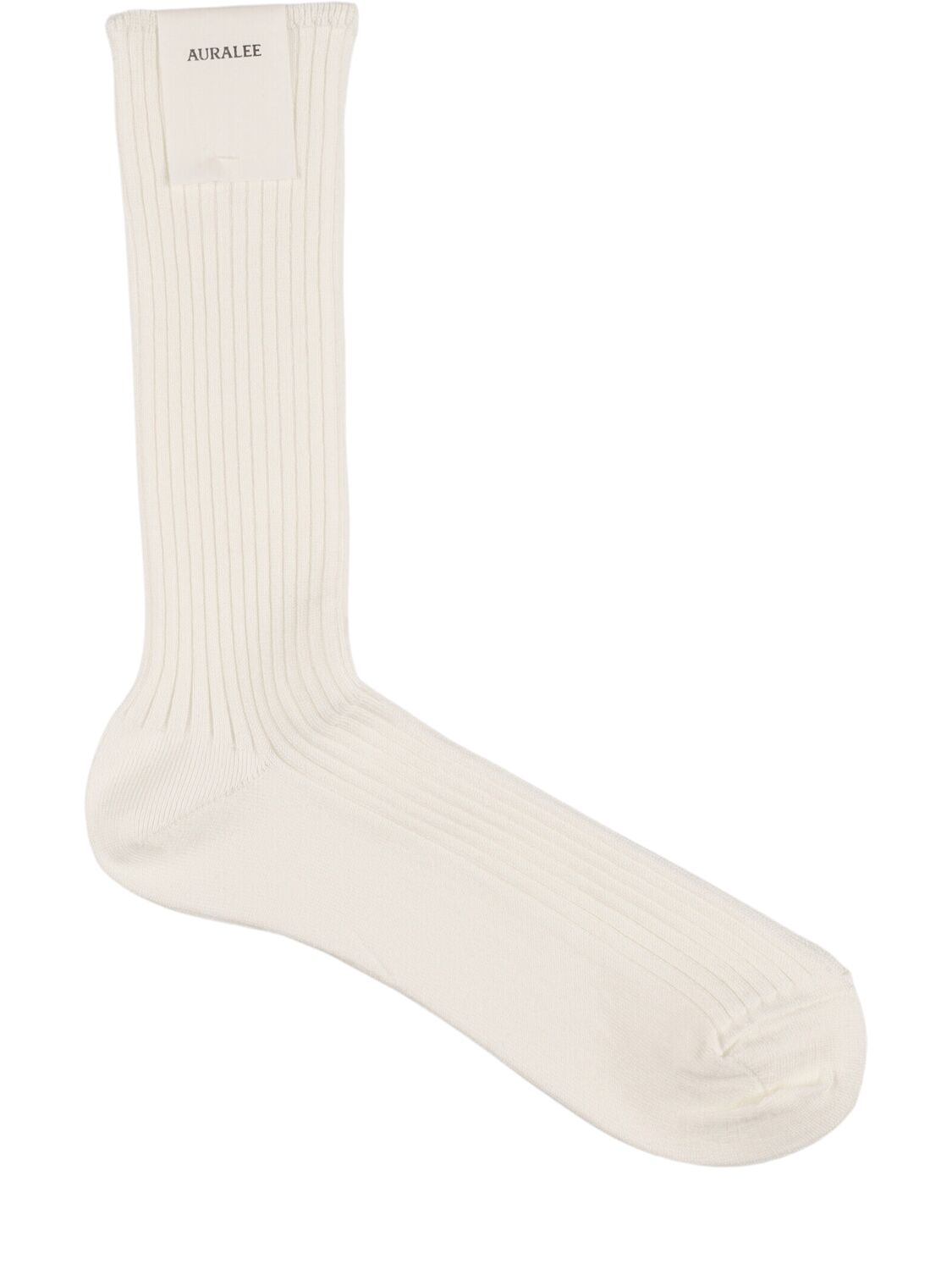 Auralee Cotton & Nylon High Socks In Neutral