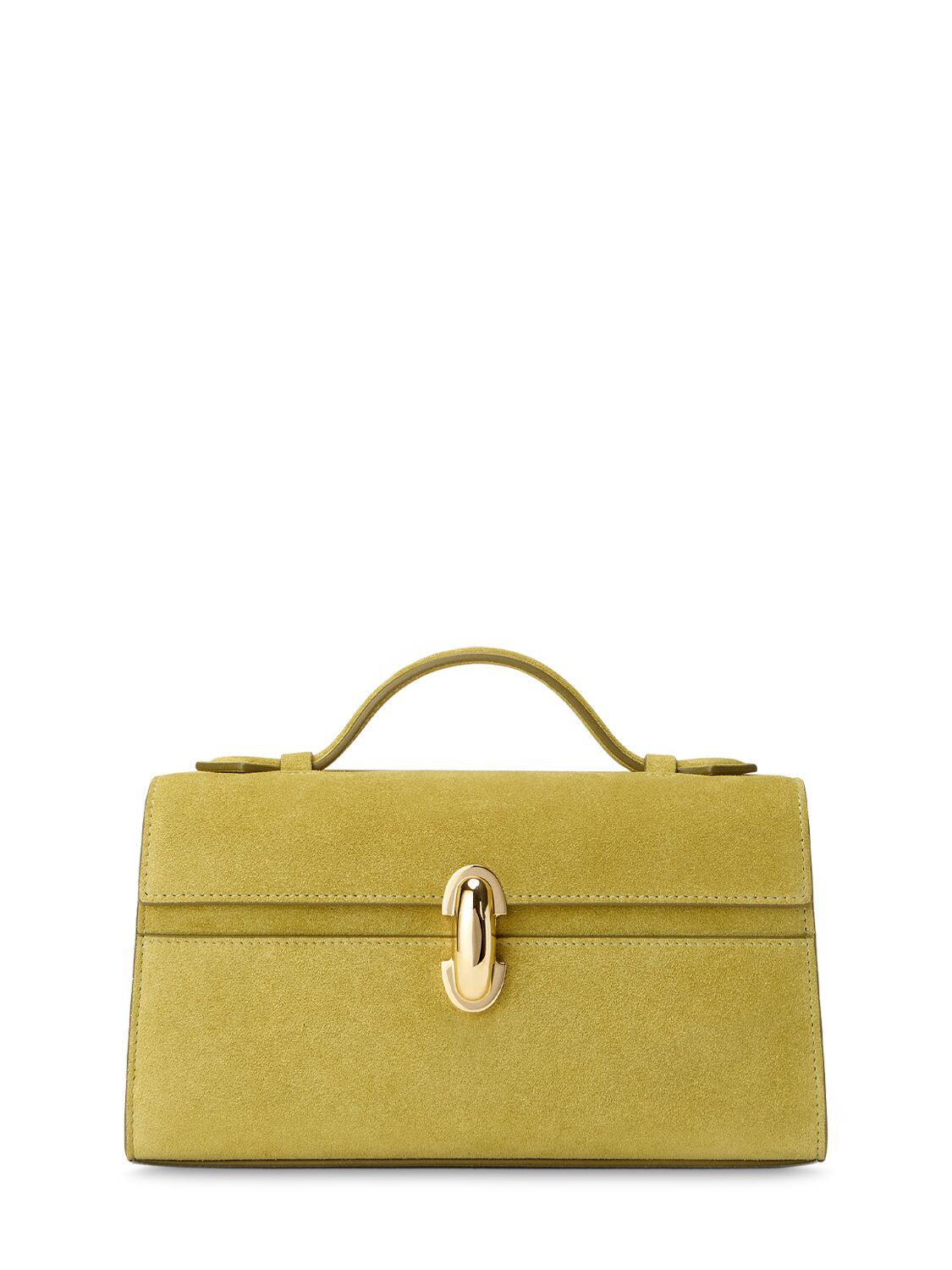 Savette Symmetry Suede Pochette In Chartreuse