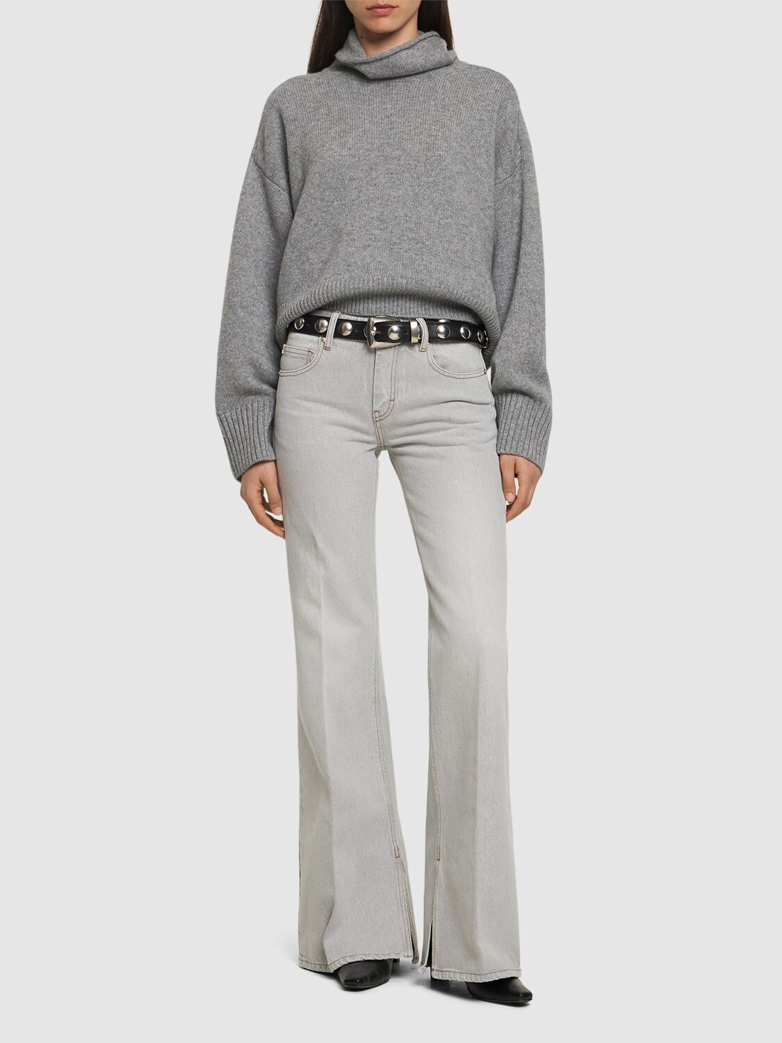 Shop Loulou Studio Stintino Wool Blend Turtleneck Sweater In Heather Grey