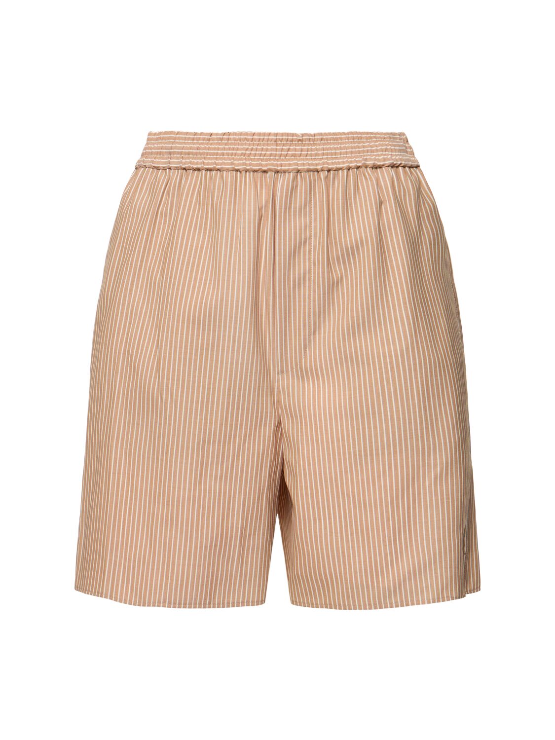 Auralee Super Fine Wool Striped Shorts In Brown