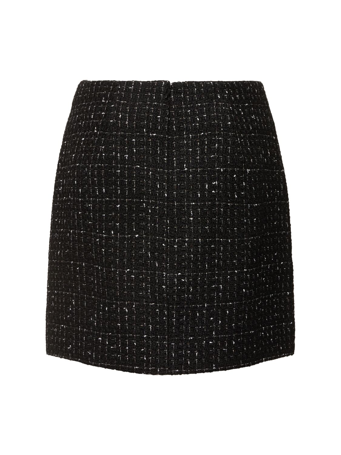 Shop Anine Bing Mateo Tweed Mini Skirt In Black,white