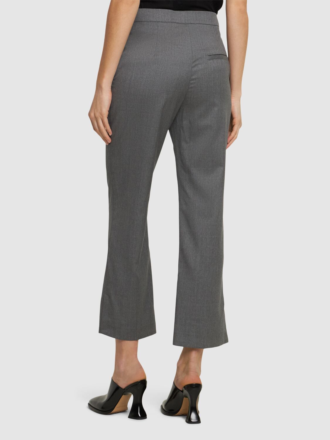 Shop Loulou Studio Dorkas High Rise Cropped Wool Pants In Grey