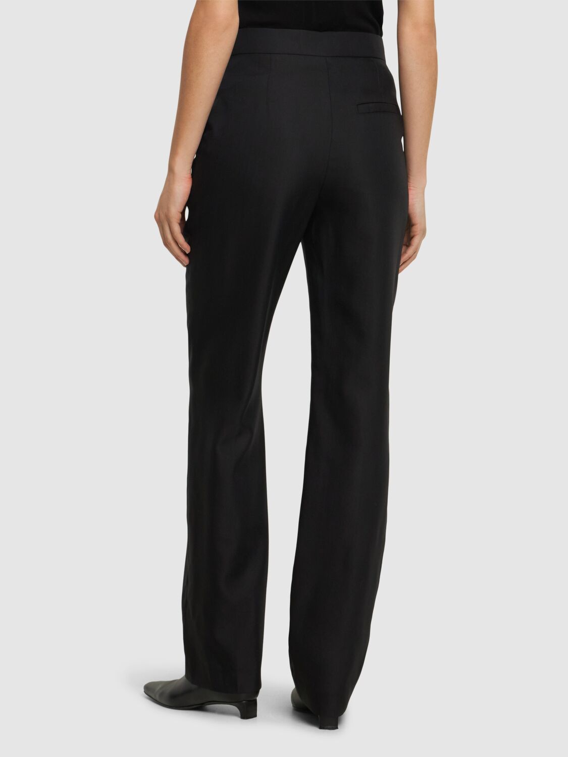 Shop Loulou Studio Kallisto High Rise Wool Straight Pants In Black