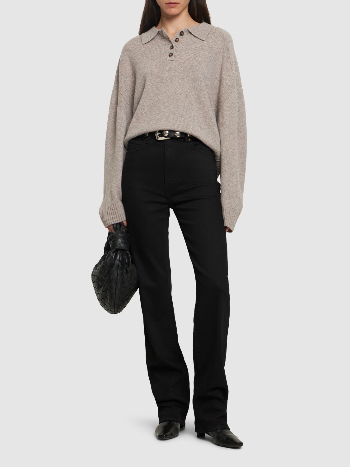 Shop Loulou Studio Homere Cashmere Polo Sweater In Taupe