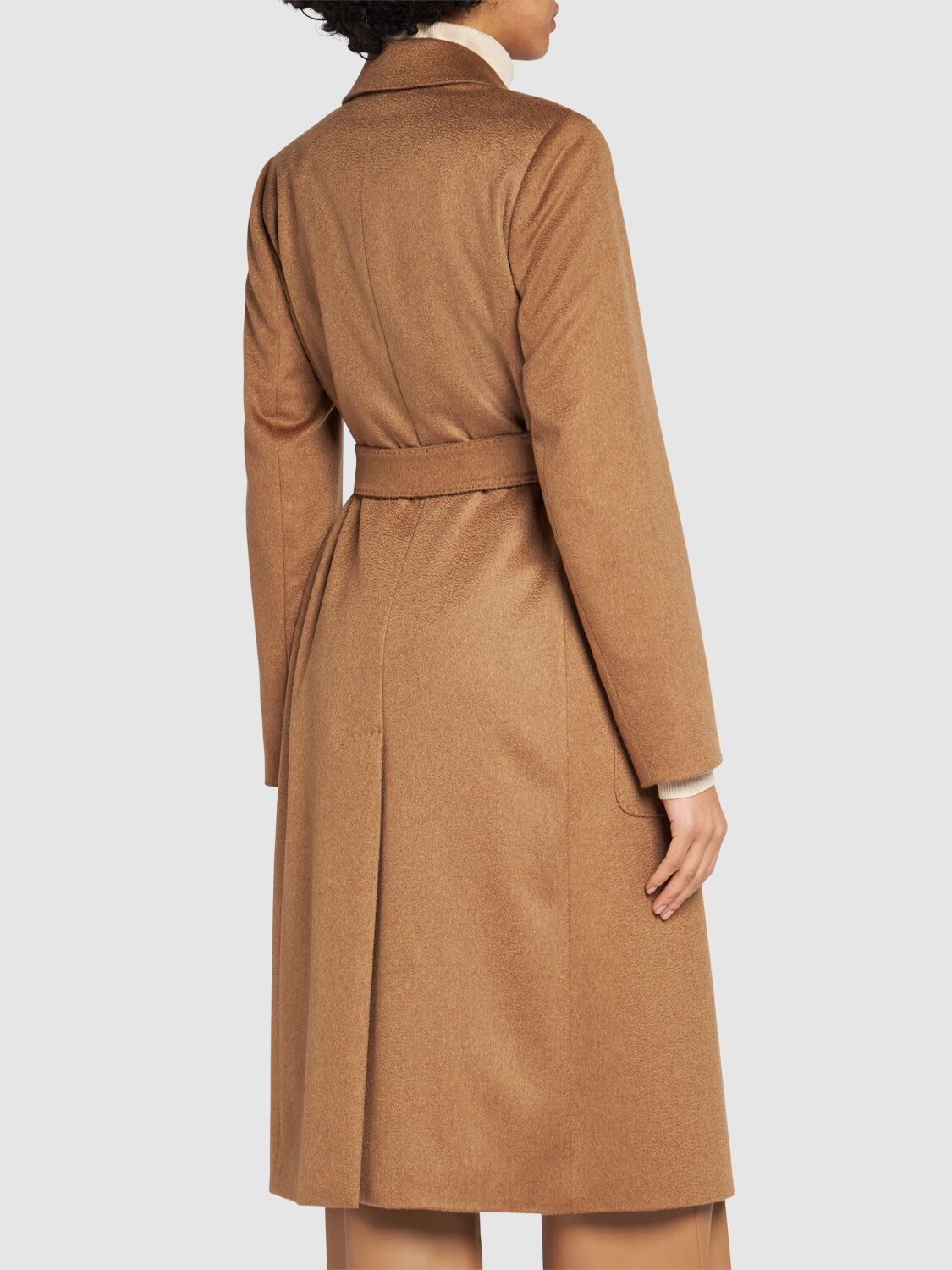 Shop Max Mara Nyssa Belted Cashmere Long Coat In Camel