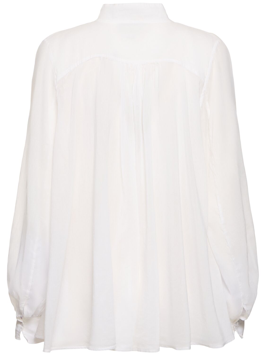 Shop Forte Forte Cotton Blend Voile Bohemian Collar Shirt In White