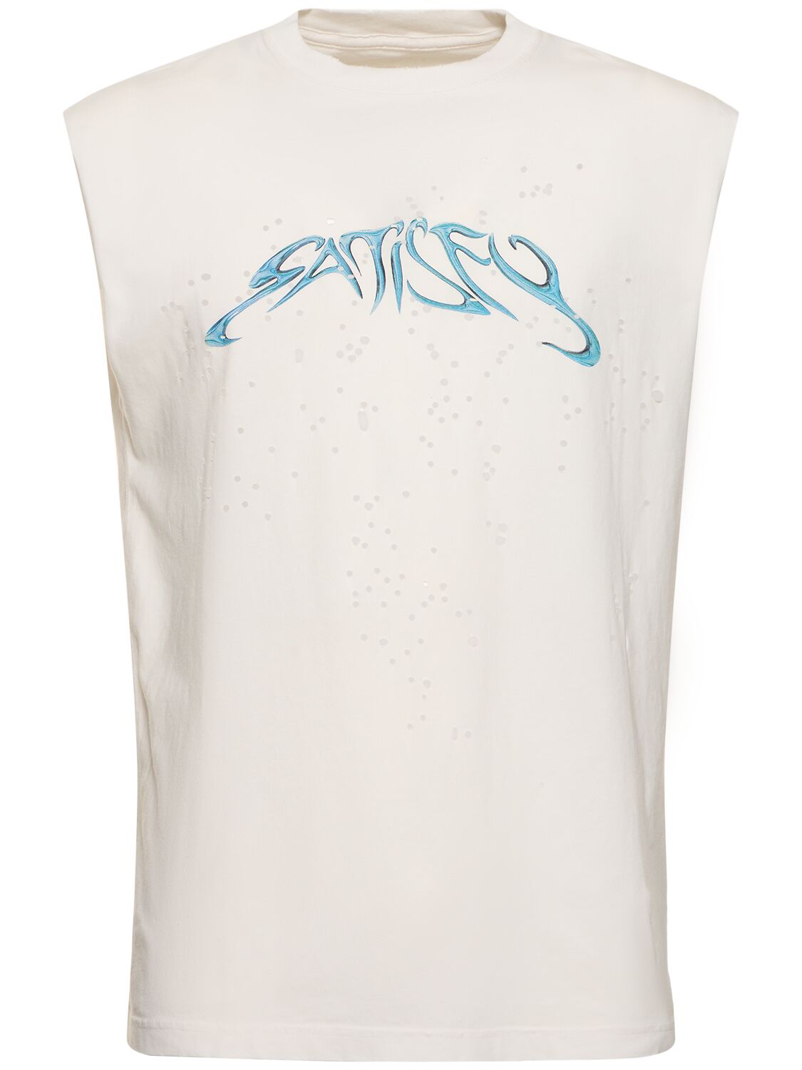 Shop Satisfy Mothtech Muscle Cotton Tank Top In Off-white