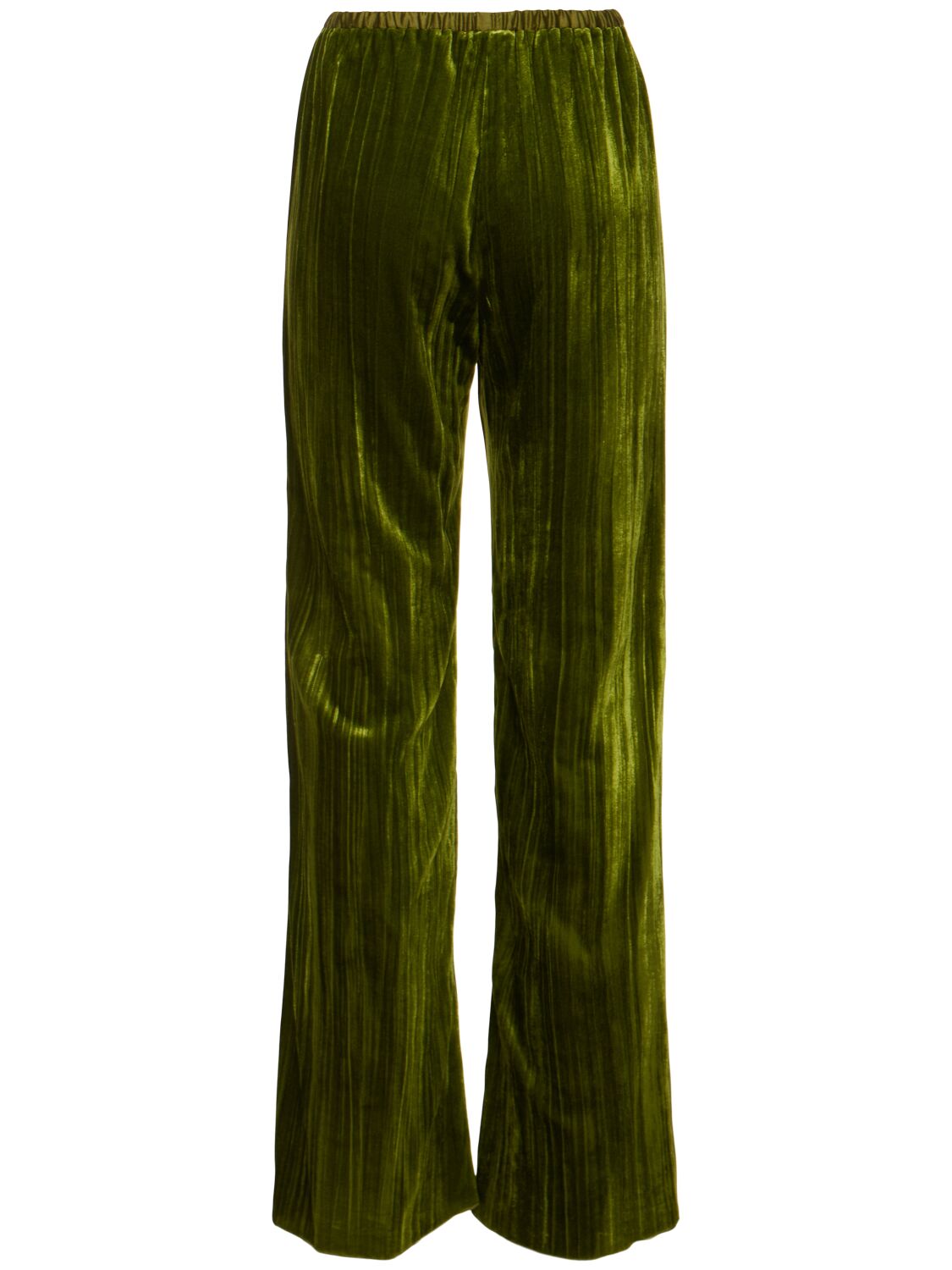 Shop Forte Forte Plissè Velvet Flare Pants In Green