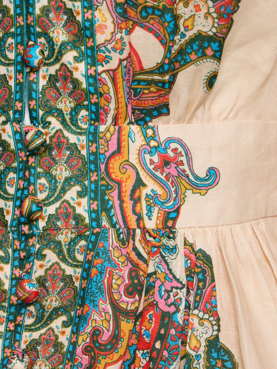 Shop Zimmermann Ottie Linen Printed Mini Dress In Multicolor