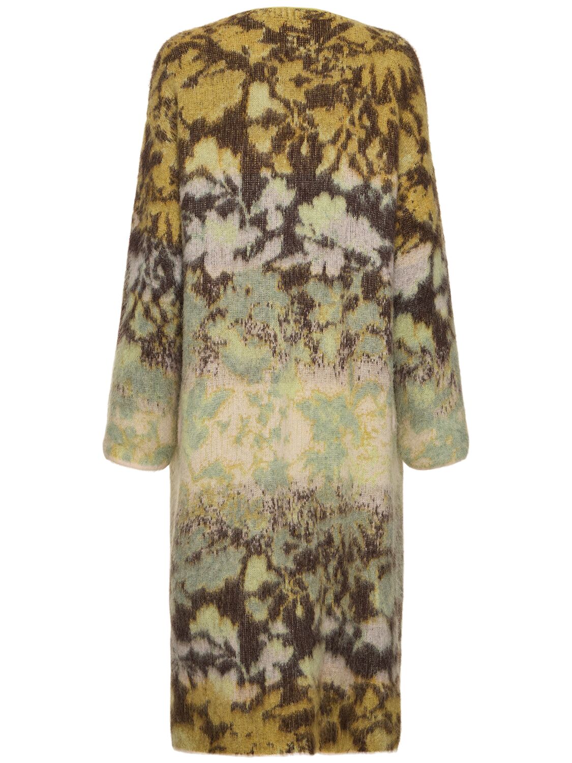 Shop Forte Forte Bloom Mist Mohair Blend Jacquard Coat In Green