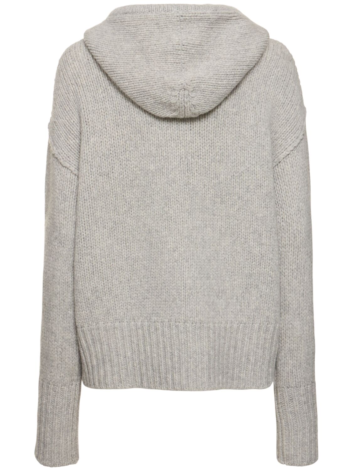 Shop Forte Forte Soft Wool Knitted Hoodie Sweater In Grey