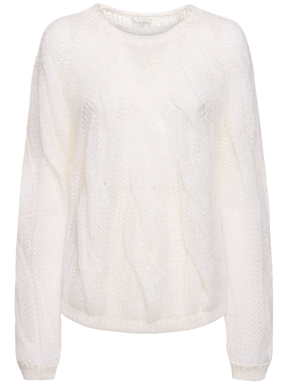 Forte Forte Mohair Blend Cable Knit Sweater In White