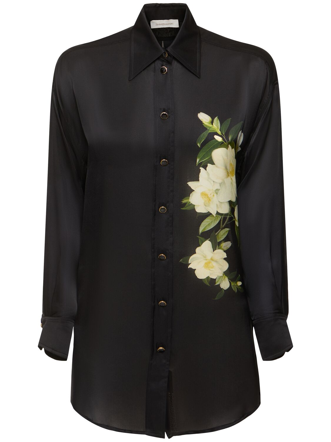 Image of Harmony Flower Buttoned Silk Shirt