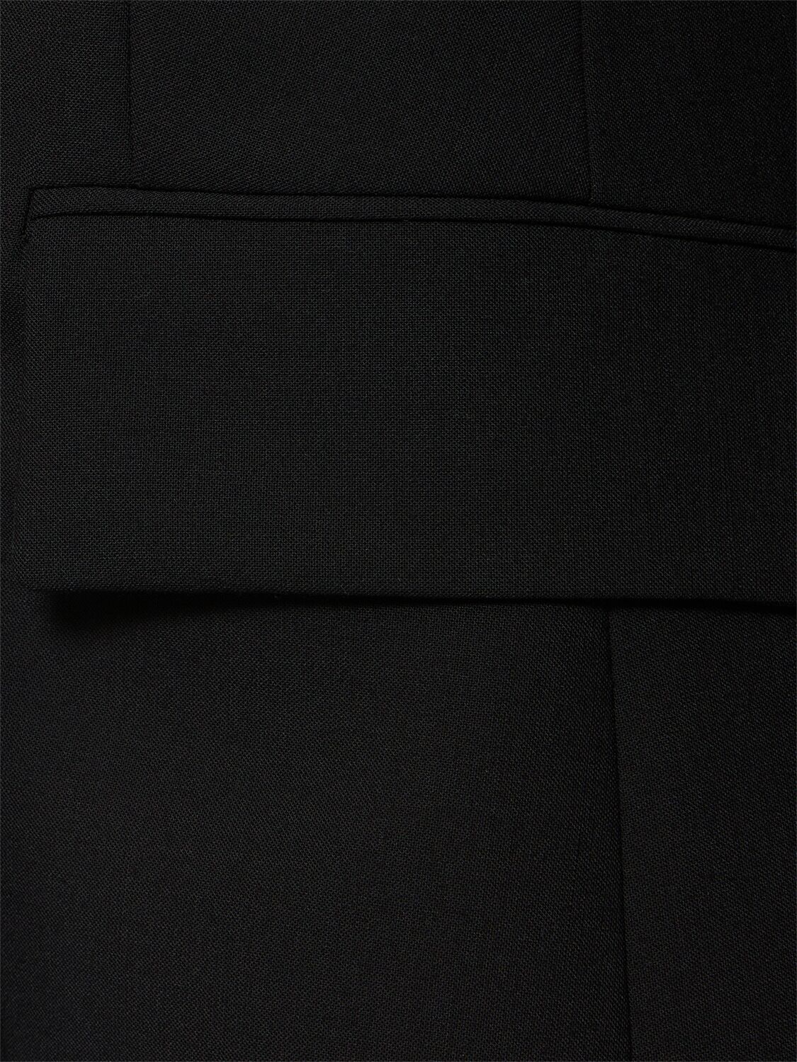 Shop Nensi Dojaka Tailored Wool Blend Blazer W/ Hood In Black
