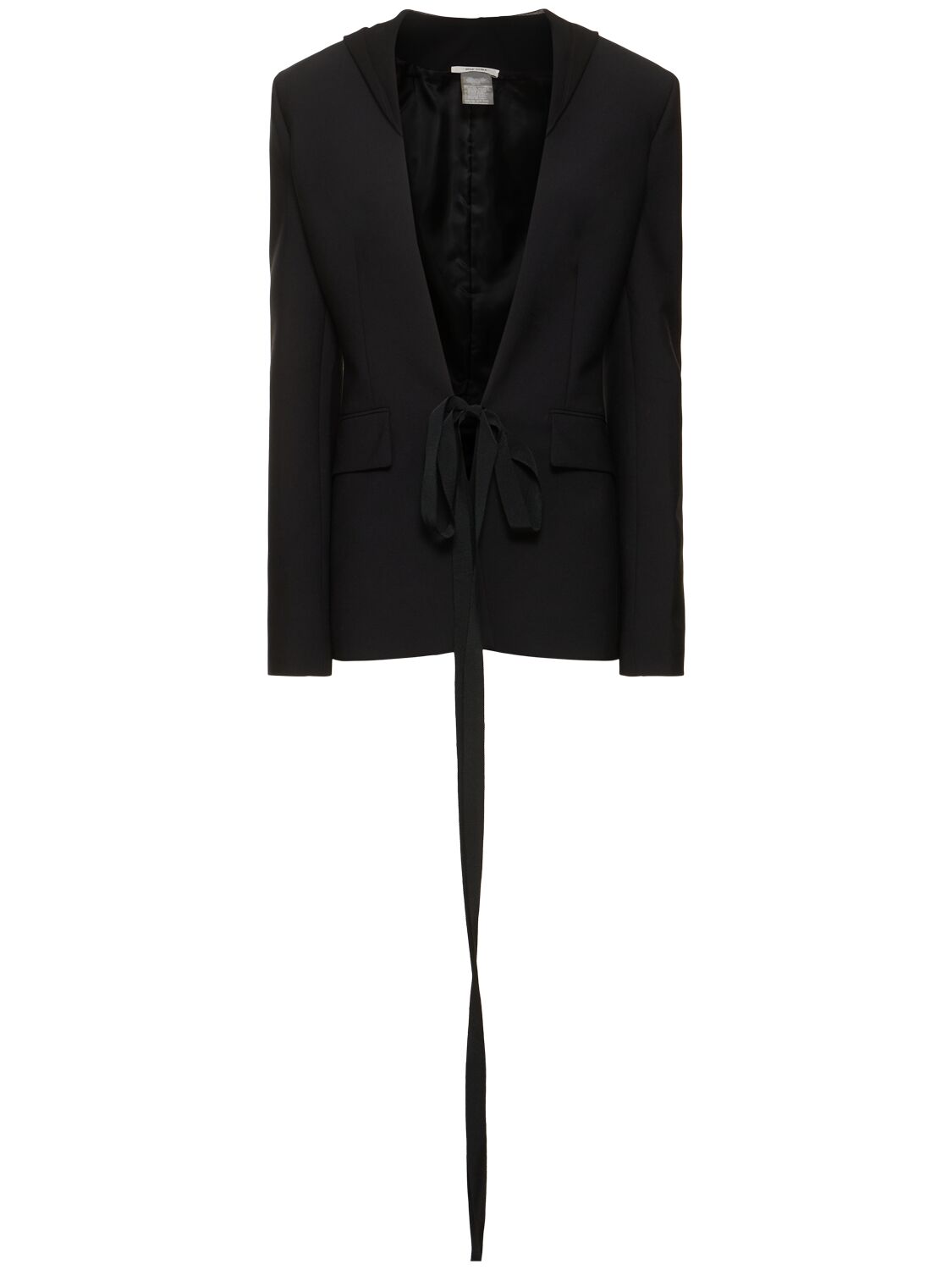 Nensi Dojaka Tailored Wool Blend Blazer W/ Hood In Black