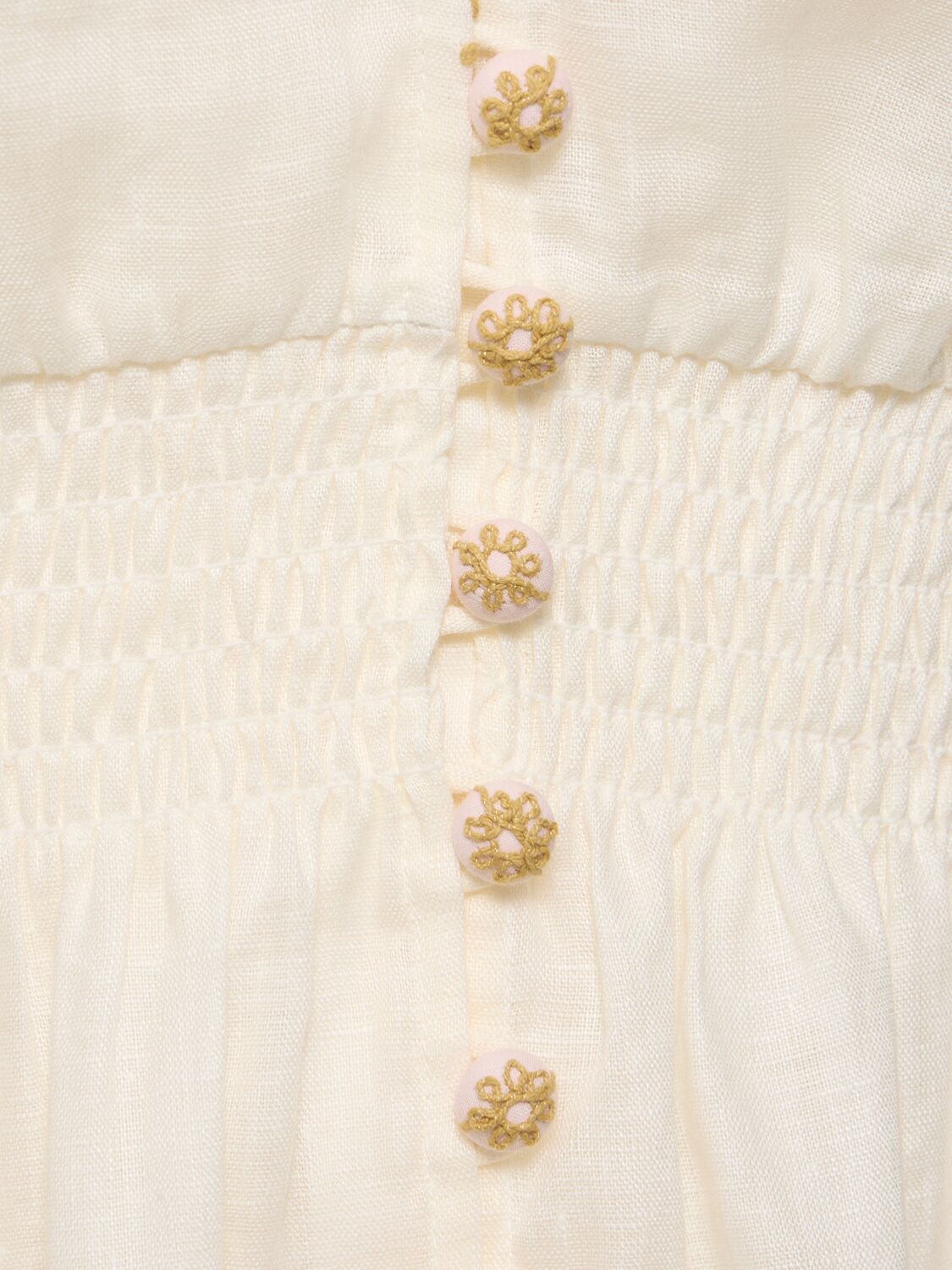 Shop Zimmermann Waverly Linen Embroidered Long Dress In Cream,gold