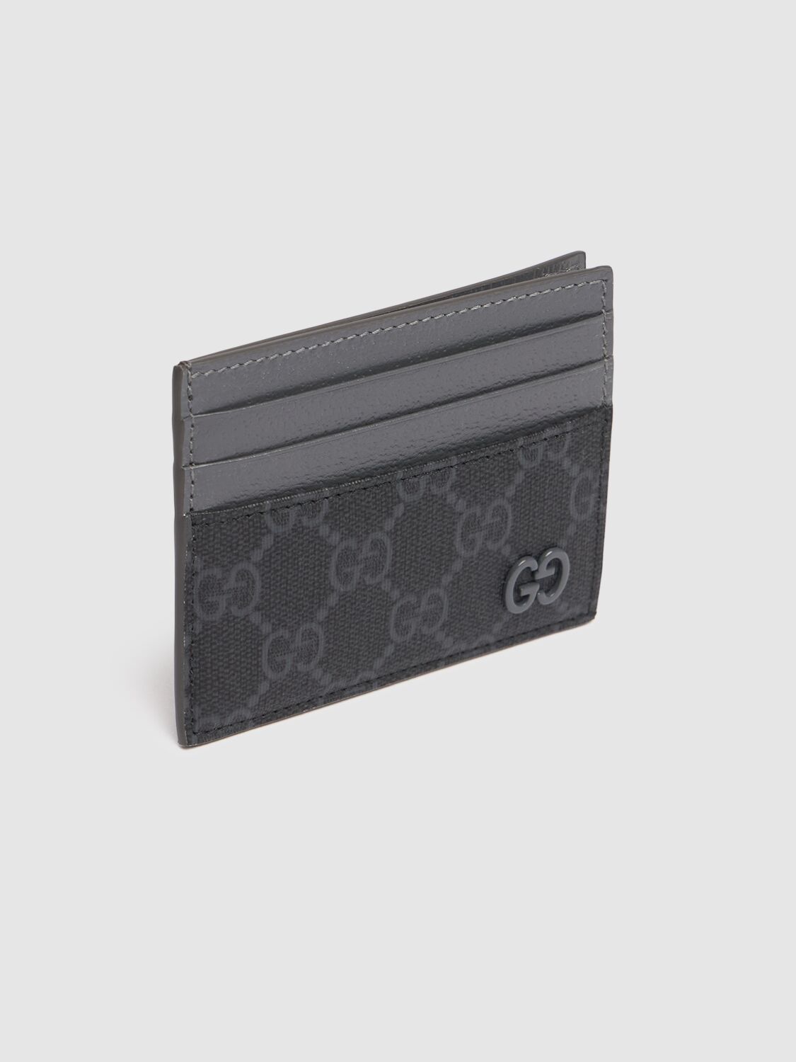 Shop Gucci Bicolor Gg Card Case In Black/grey