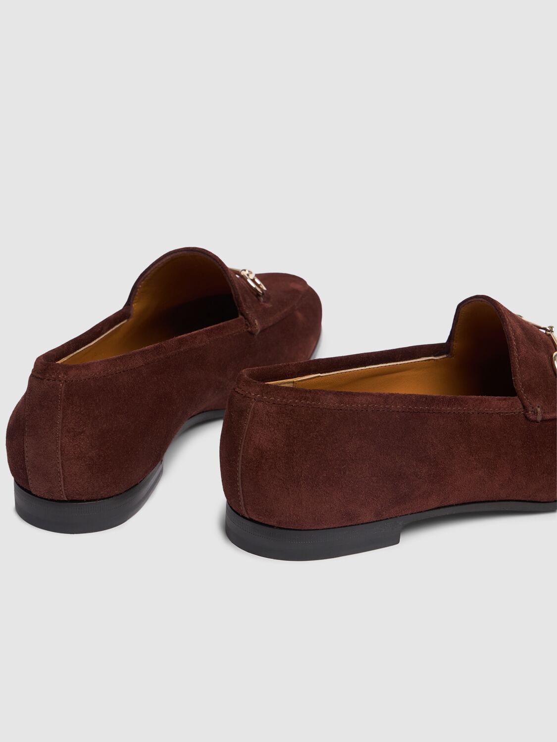 Shop Gucci 10mm Jordaan Suede Loafers In New Chocolate