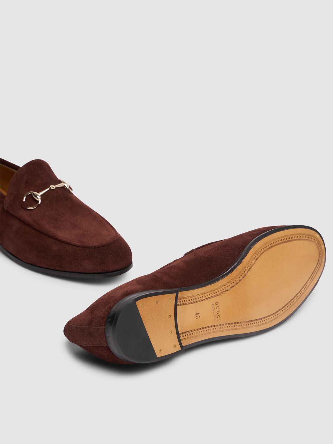 Shop Gucci 10mm Jordaan Suede Loafers In New Chocolate