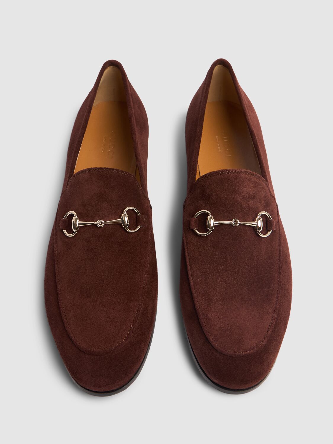 Shop Gucci 10mm Jordaan Suede Loafers In New Chocolate