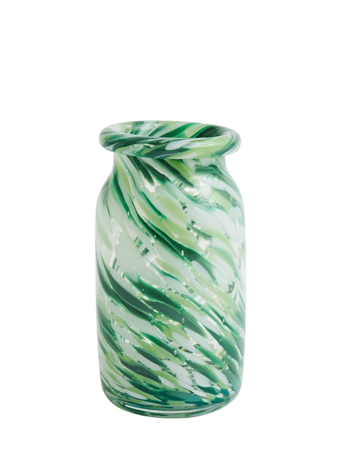 Hay Splash Small Green Swirl Roll Neck Vase