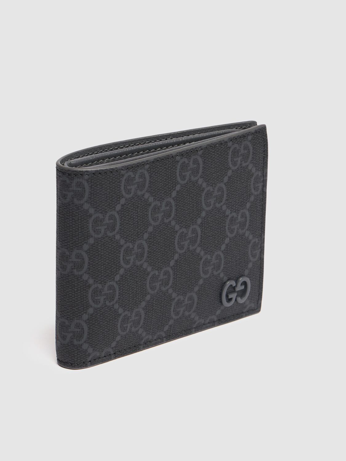 Shop Gucci Bicolor Gg Billfold Wallet In Black/steel