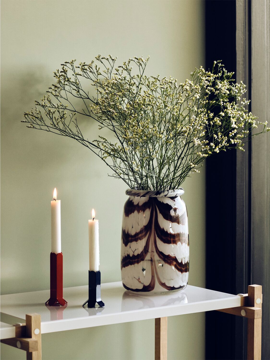 Hay Splash Xs Coffee Swirl Roll Neck Vase In Brown