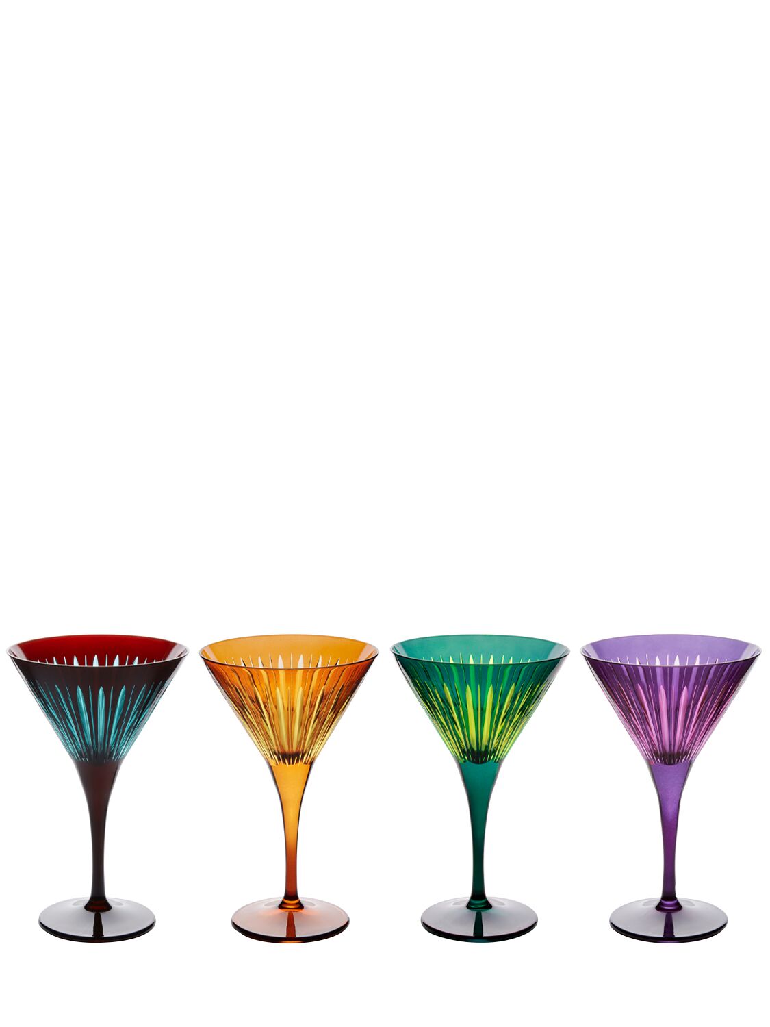 L'objet Set Of 4 Prism Martini Glasses In Multicolor