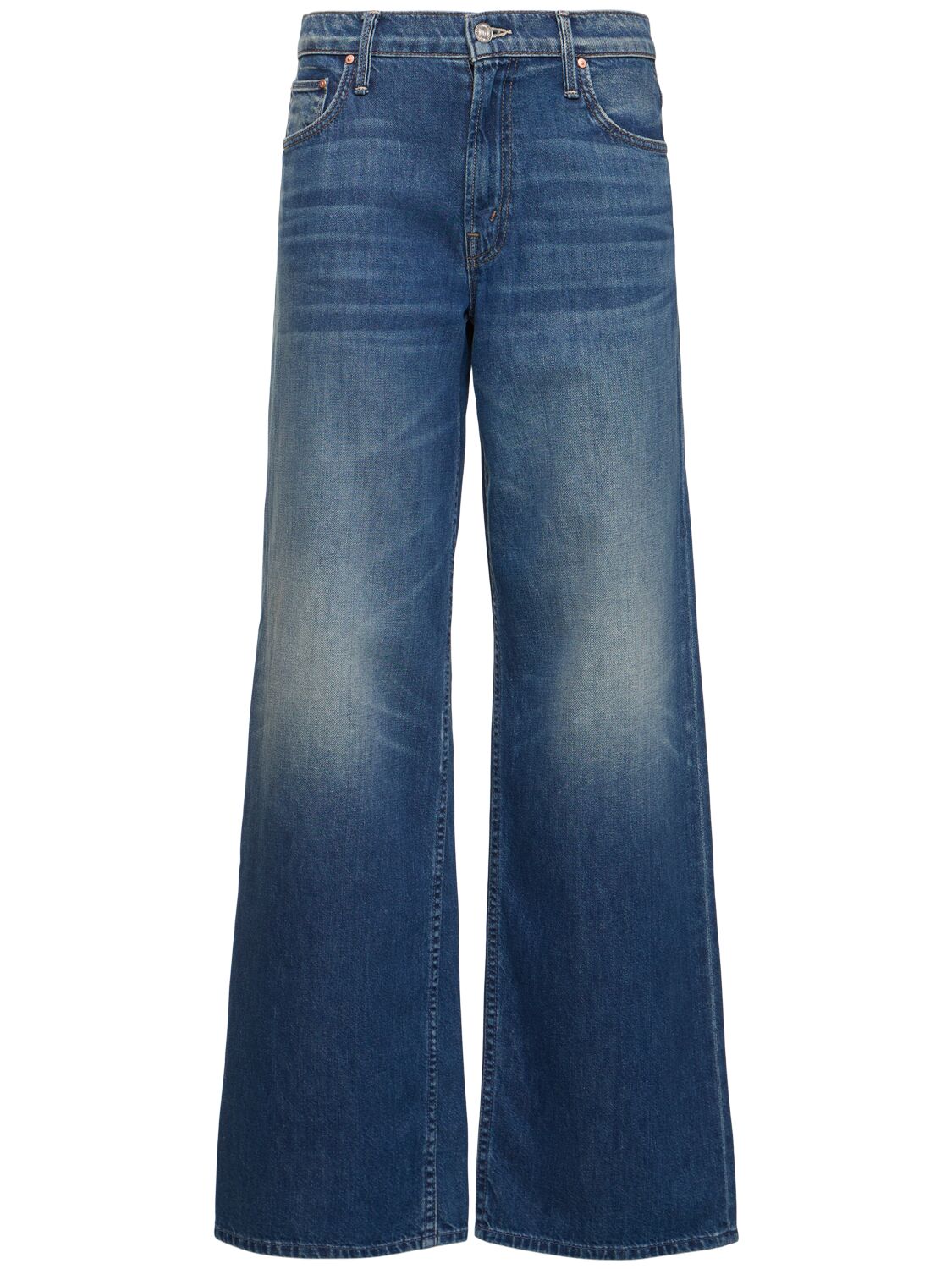 Mother The Mid Rise Spinner Denim Wide Jeans In 深蓝色