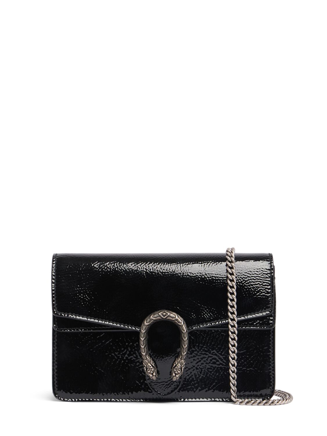 Shop Gucci Mini Dionysus Patent Leather Bag In Black