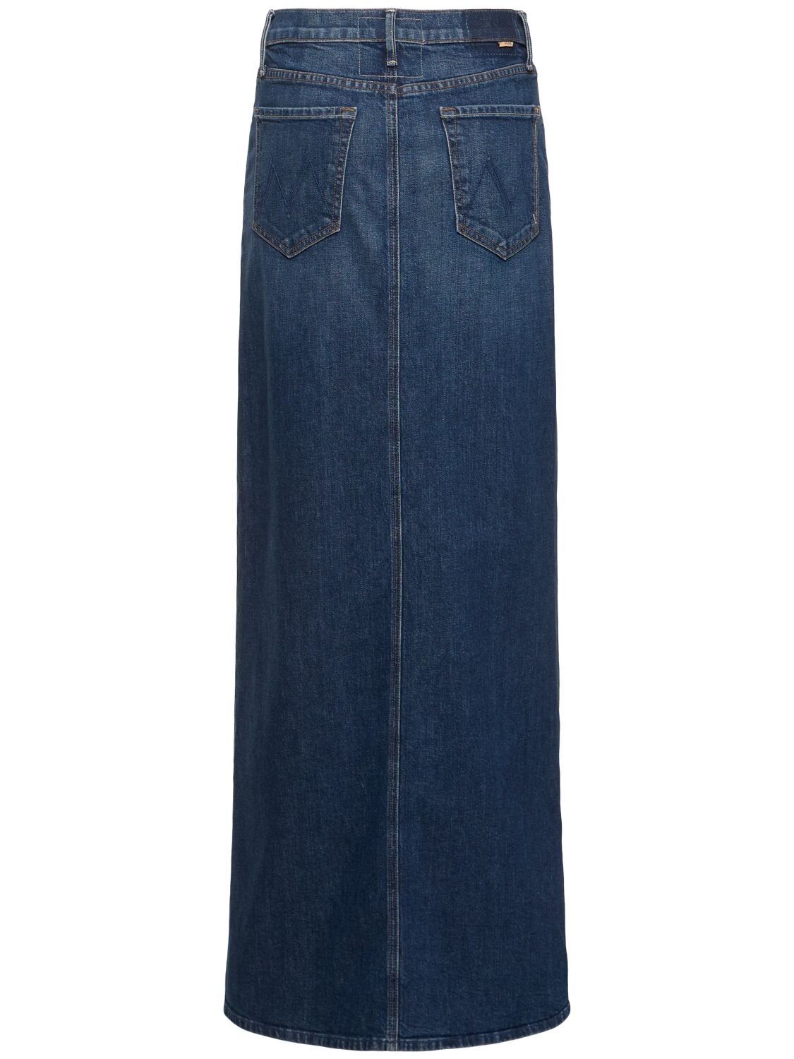 Shop Mother The Bobshell Maxi Denim Long Skirt In 蓝色