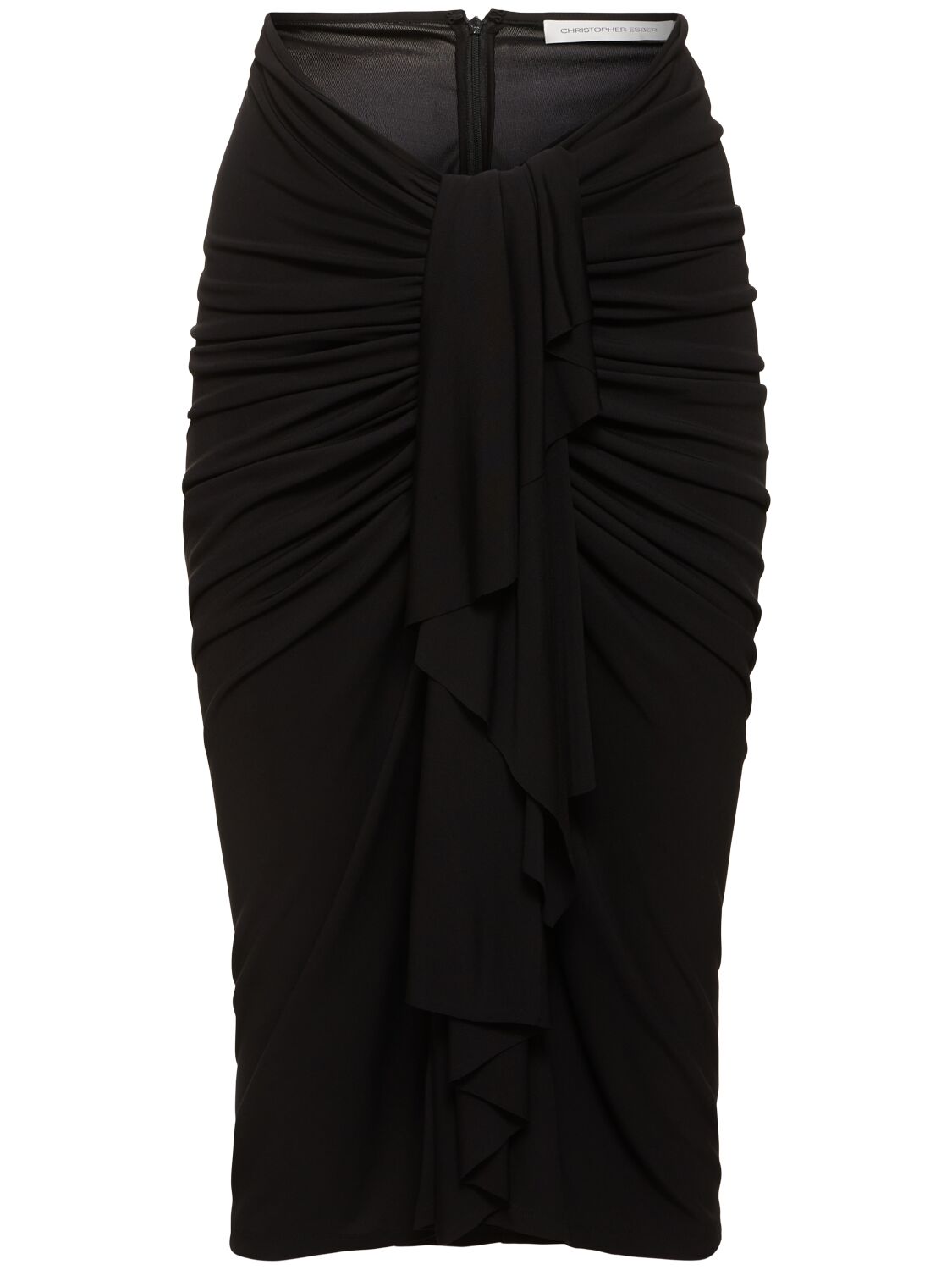 Christopher Esber Vivenda Draped Midi Skirt In Black