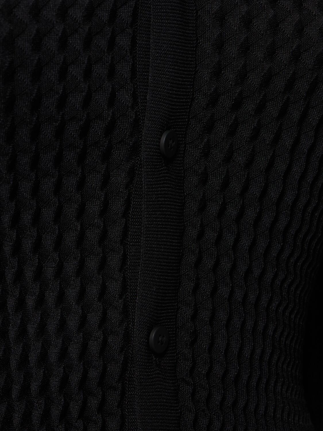 Shop Issey Miyake Geometric Texture Buttoned Cardigan In Black