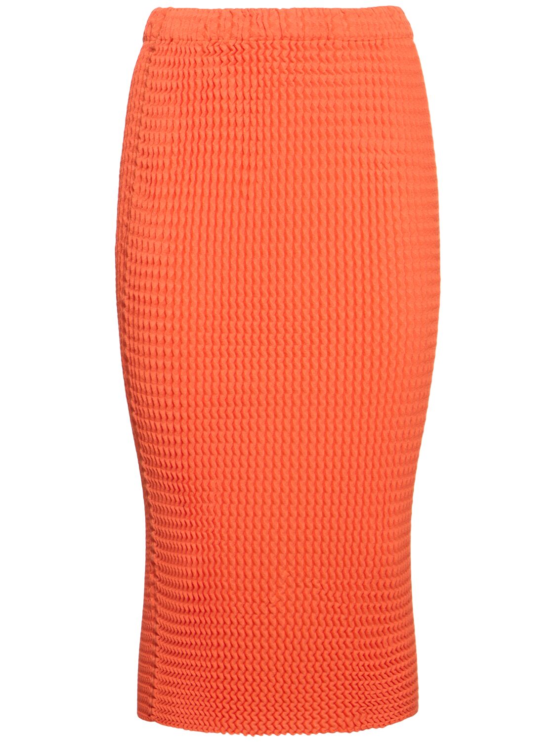 Issey Miyake Pleated Cotton Blend Skirt In Orange