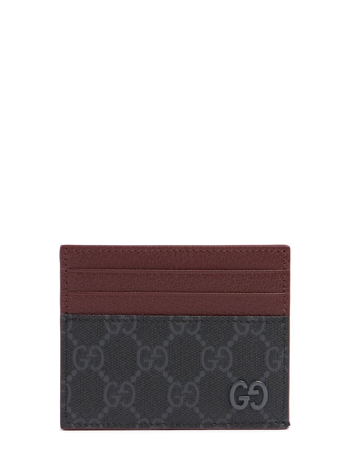 Gucci Bicolor Gg Card Case In Black/bordeaux