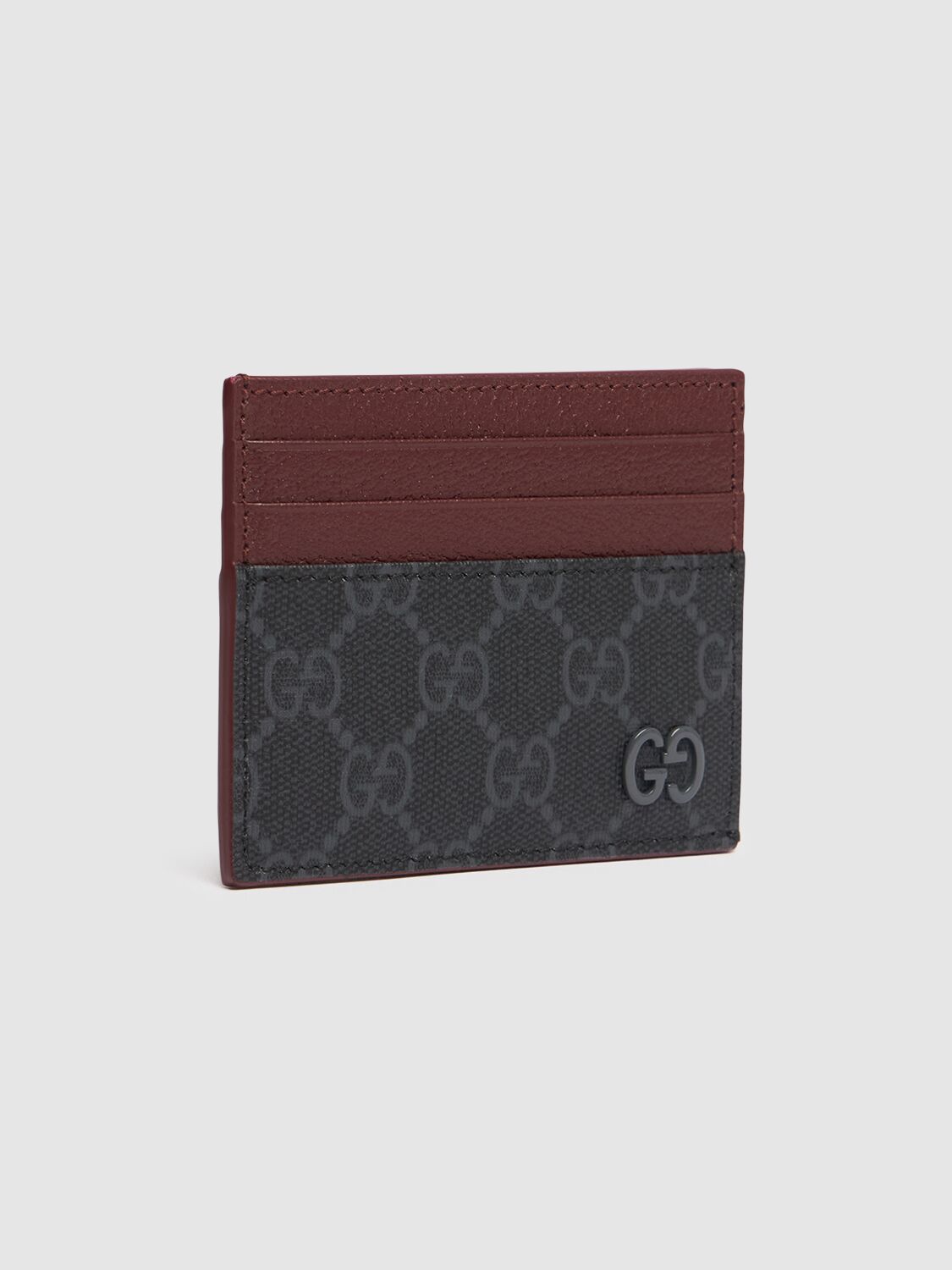Shop Gucci Bicolor Gg Card Case In Black/bordeaux