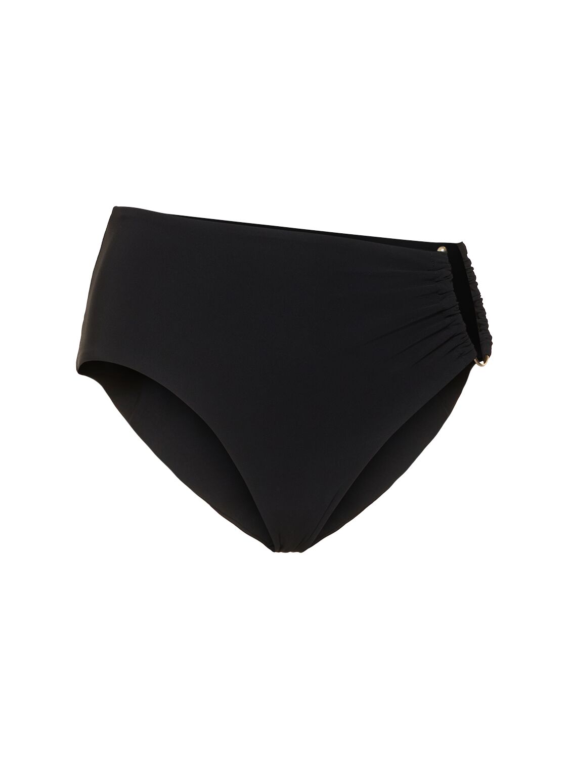 Shop Christopher Esber Metal Ring High Waist Bikini Bottoms In Black